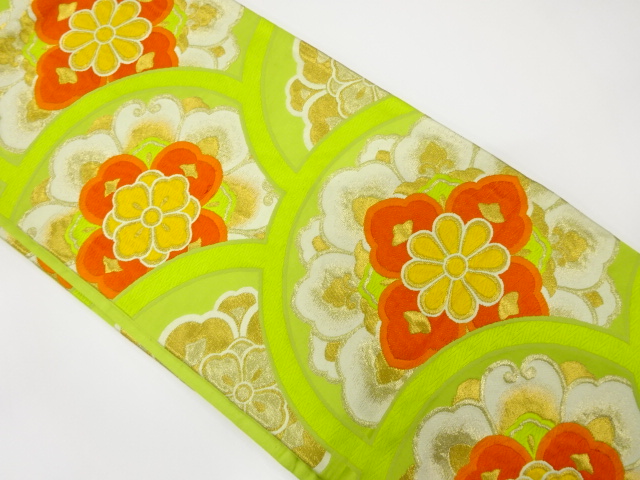 アンティーク　青海波に華紋織り出し袋帯（着用可）